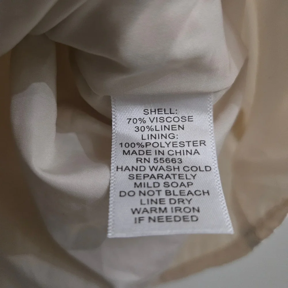 Cynthia Rowley Palm Tree Embroidered Linen Blend Dress Womens Medium Cream NEW - Picture 3 of 11